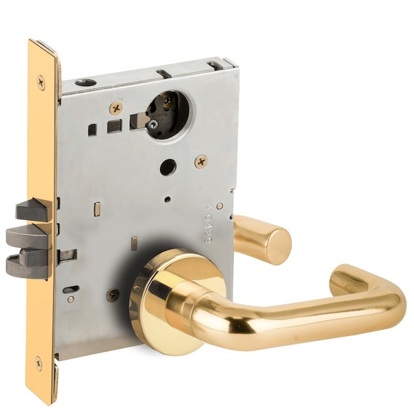 Schlage Grade 1 Entrance Office Mortise Lock, Less Cylinder, 03 Lever, A Rose, Bright Brass Finish L9050L 03A 605 - main